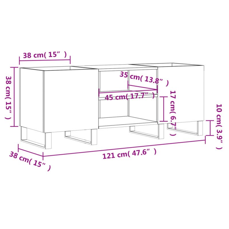 vidaXL Skrinka na platne biela 121x38x48 cm kompozitné drevo