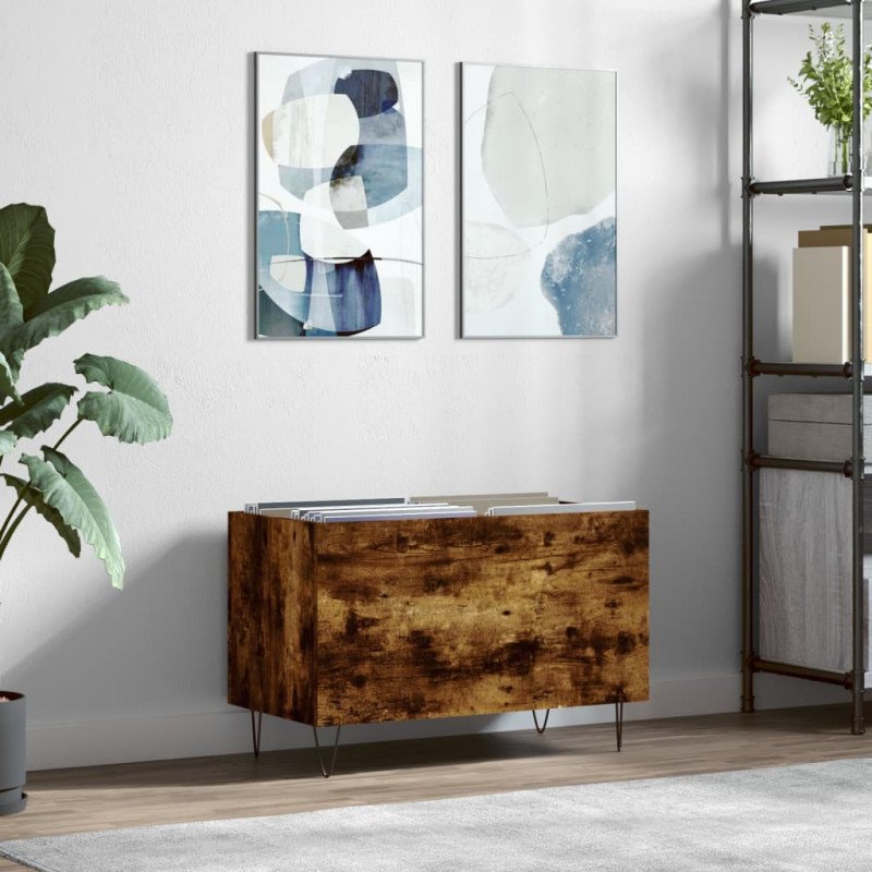 vidaXL Skrinka na platne dymový dub 74,5x38x48 cm kompozitné drevo