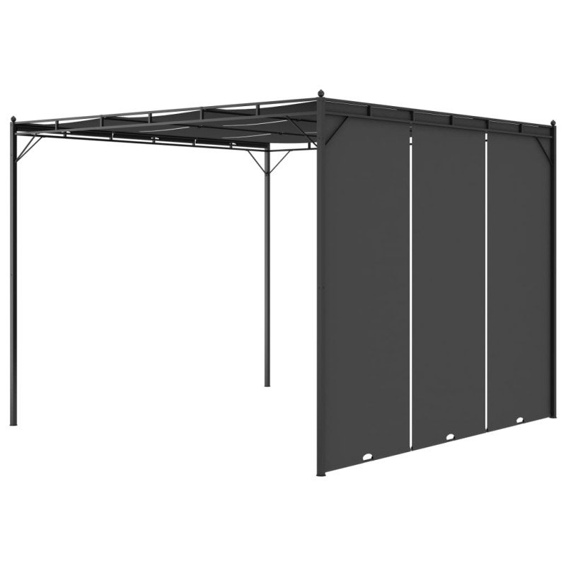 vidaXL Záhradný altánok s bočným závesom antracitový 3x3x2,25 m