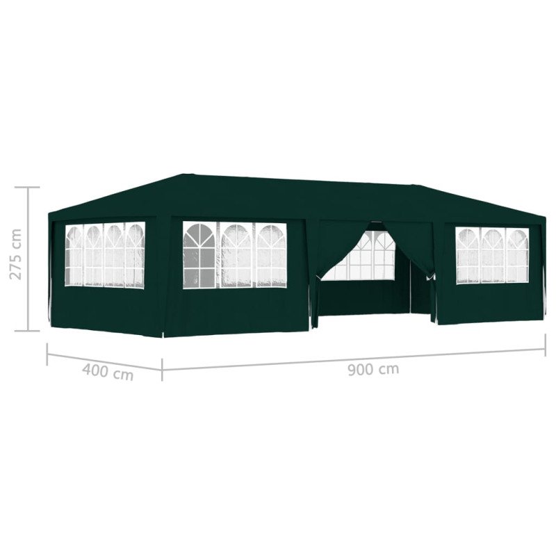 vidaXL Profesionálny párty stan+bočné steny 4x9 m, zelený 90 g/m²
