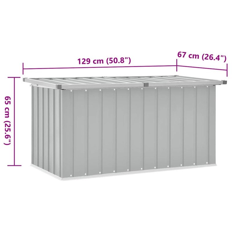 vidaXL Záhradný úložný box sivý 129x67x65 cm