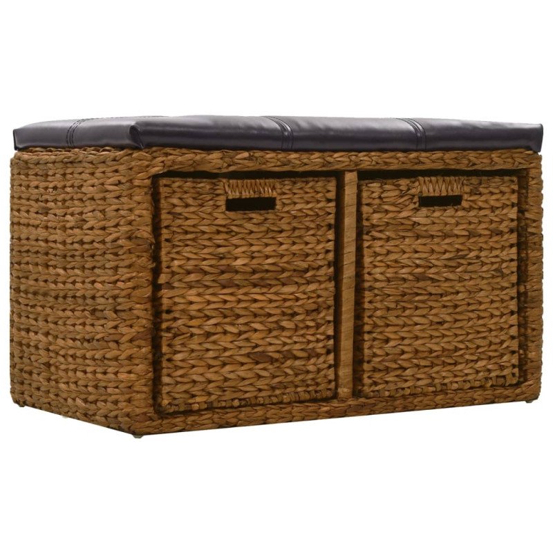 vidaXL Lavica s 2 košíkmi z morskej trávy 71x40x42 cm hnedá