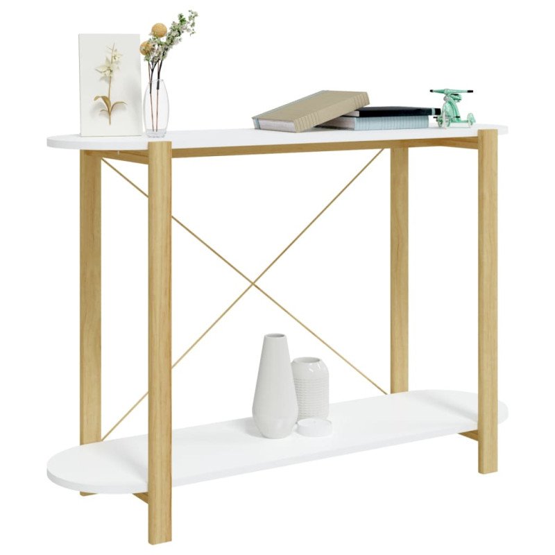 vidaXL Konzolový stolík biely 110x38x75 cm spracované drevo