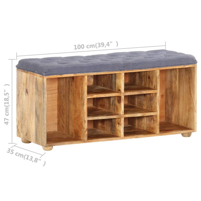 vidaXL Lavička do chodby 100x35x47 cm masívne mangovníkové drevo