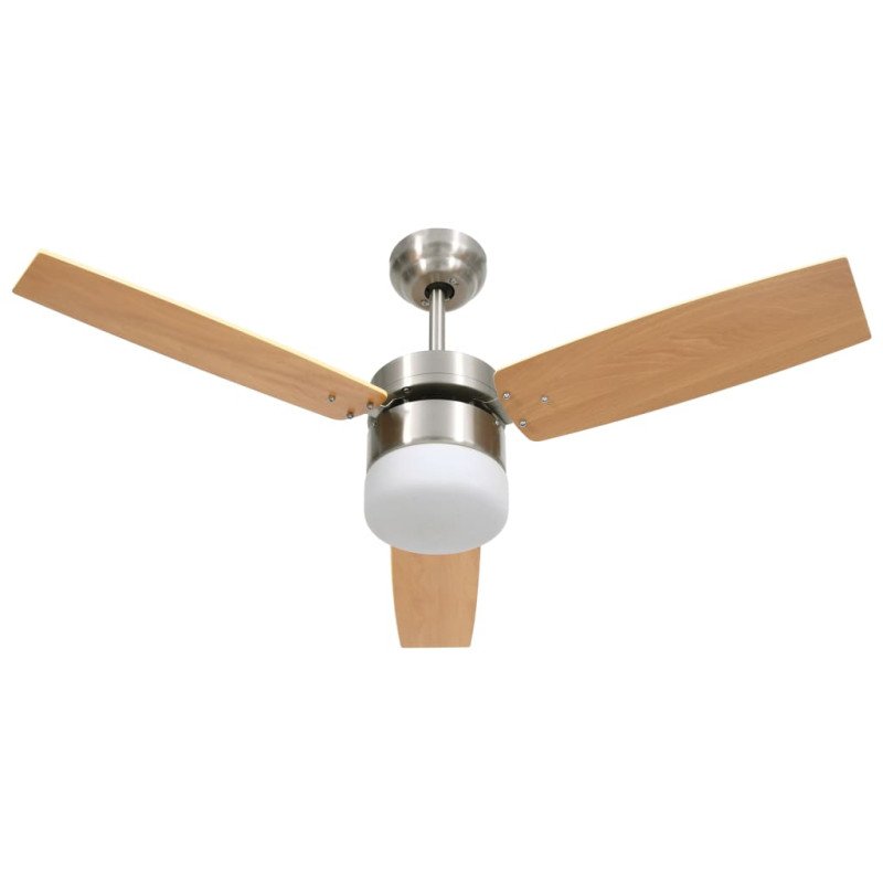 vidaXL Stropný ventilátor so svetlom a ovládačom 108 cm, svetlohnedý