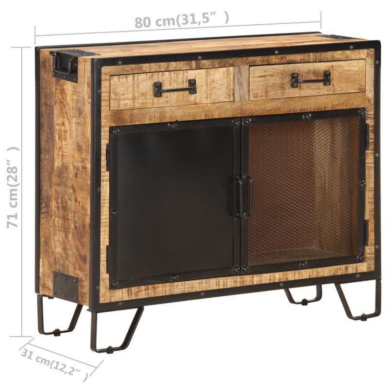 vidaXL Komoda 80x31x71 cm surový mangovníkový masív