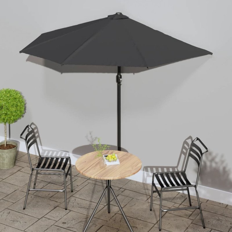 vidaXL Balkónový slnečník, hliníková tyč, antracit 270x144 cm, polkruh
