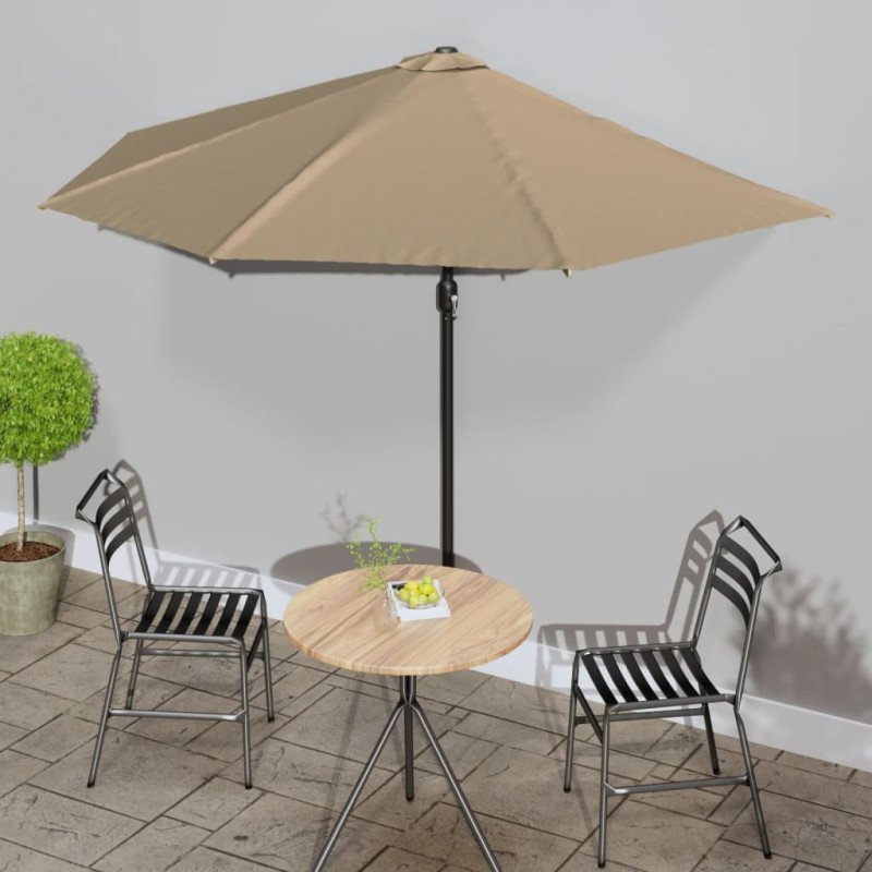 vidaXL Balkónový slnečník, hliníková tyč, sivohnedý 300x155cm, polkruh