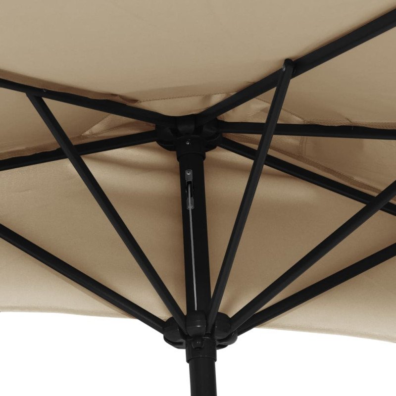 vidaXL Balkónový slnečník, hliníková tyč, sivohnedý 300x155cm, polkruh
