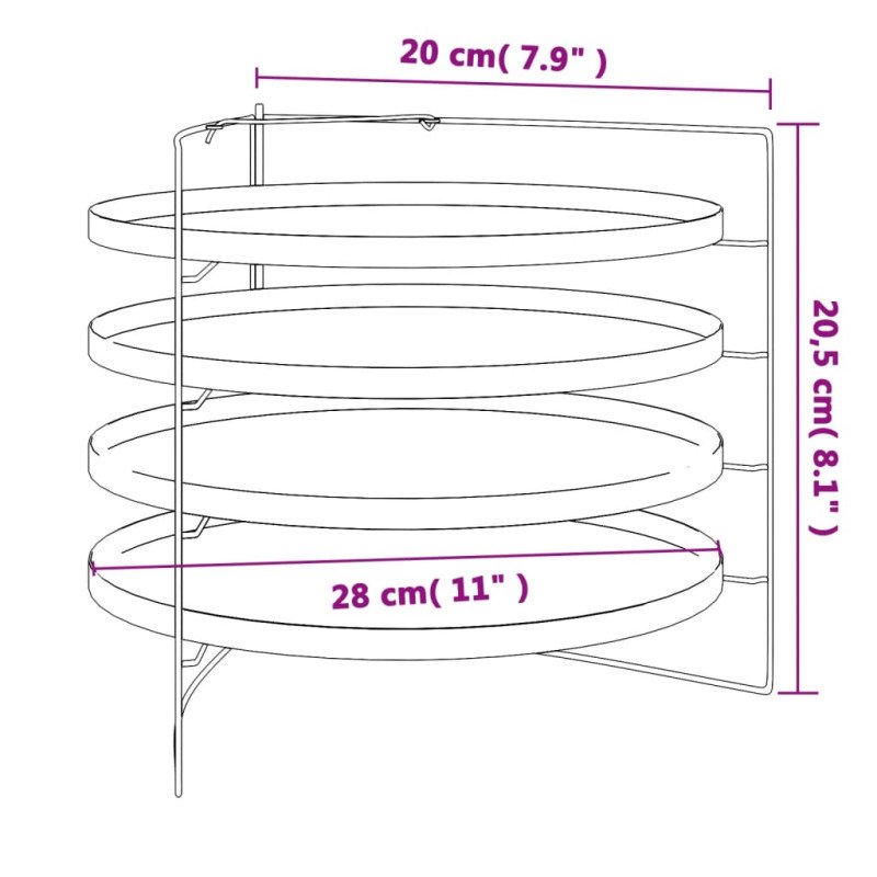 vidaXL Plechy na pizzu 4 ks so stojanom Ø 28 cm oceľ