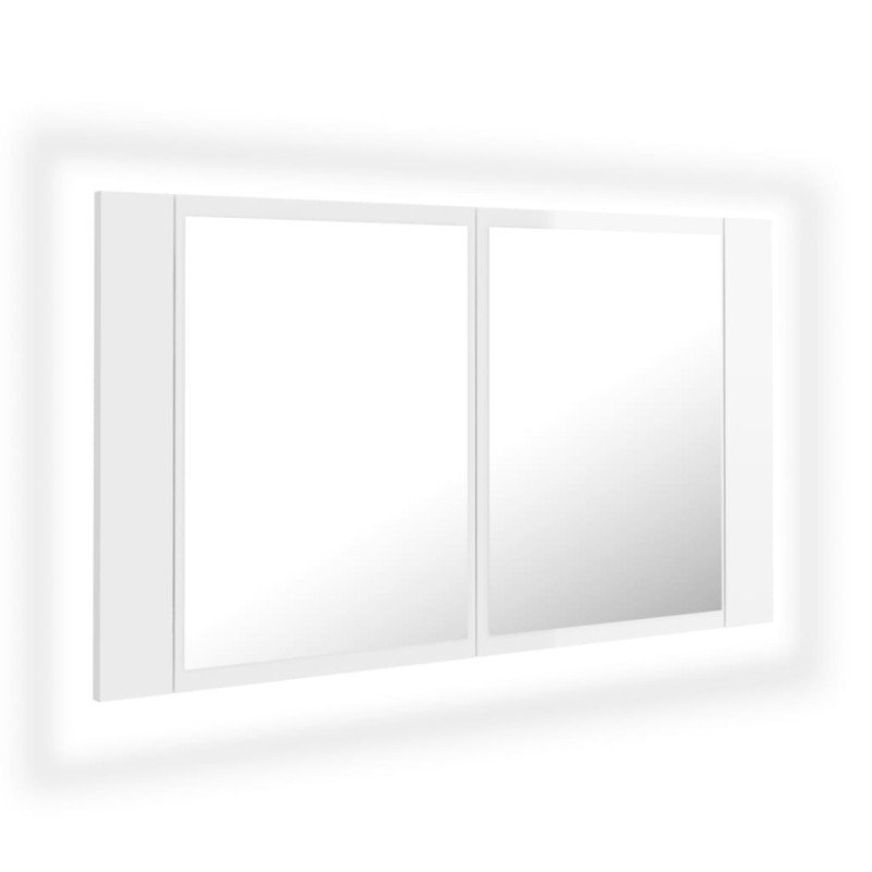 vidaXL LED kúpeľňová zrkadlová skrinka lesklá biela 80x12x45 cm akryl