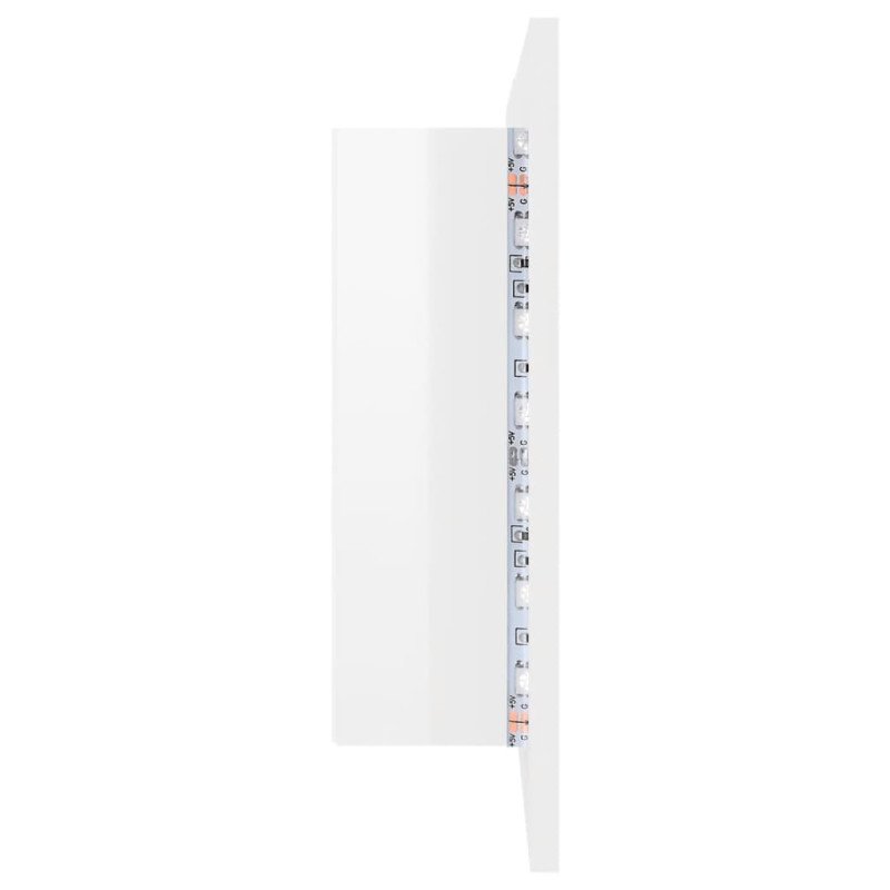 vidaXL LED kúpeľňová zrkadlová skrinka lesklá biela 80x12x45 cm akryl