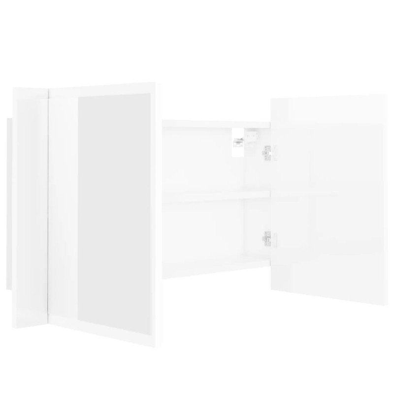 vidaXL LED kúpeľňová zrkadlová skrinka lesklá biela 80x12x45 cm akryl