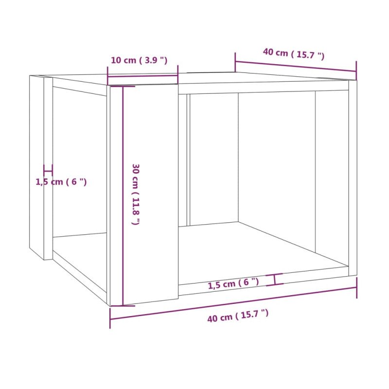 vidaXL Konferenčný stolík hnedý dub 40x40x30 cm spracované drevo