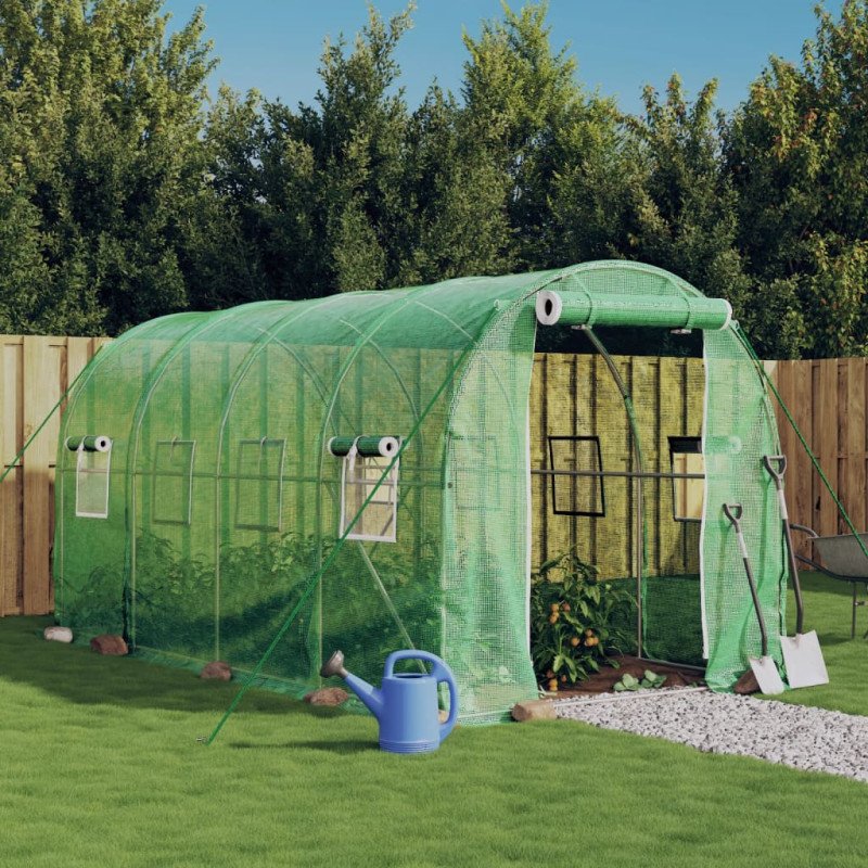 vidaXL Fóliovník s oceľovým rámom zelený 8 m² 4x2x2 m