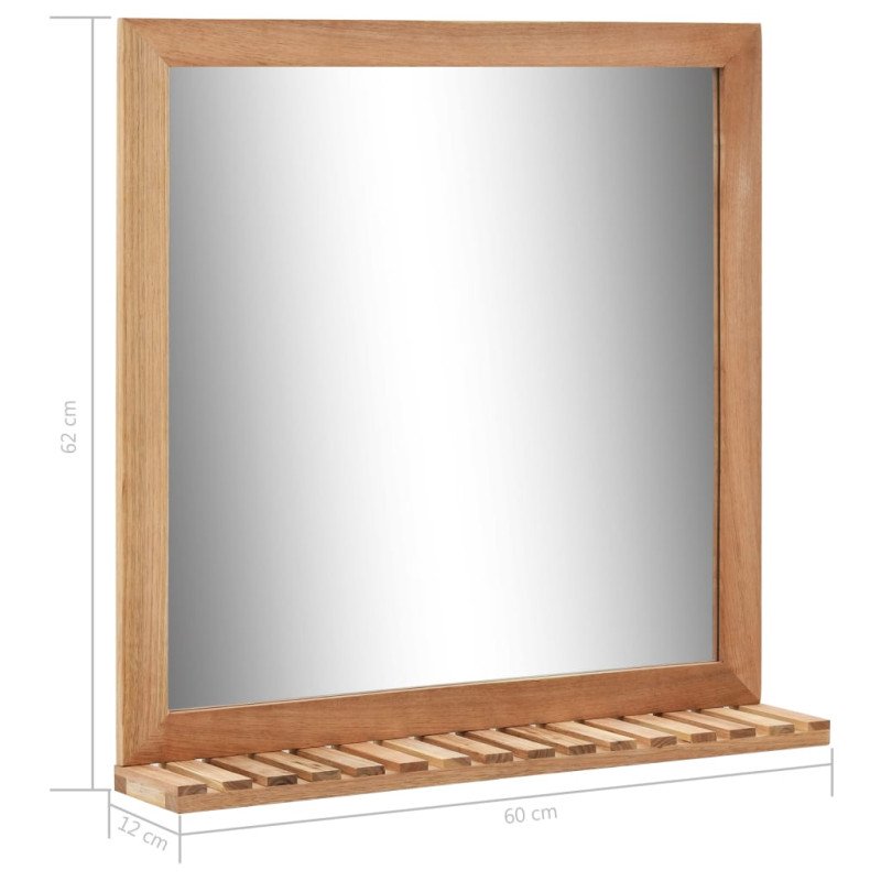 vidaXL Zrkadlo do kúpeľne masívne orechové drevo 60x12x62 cm