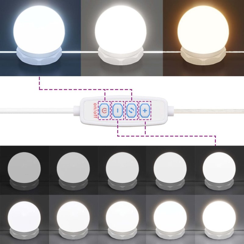 vidaXL Toaletný stolík s LED biely 86,5x35x136 cm