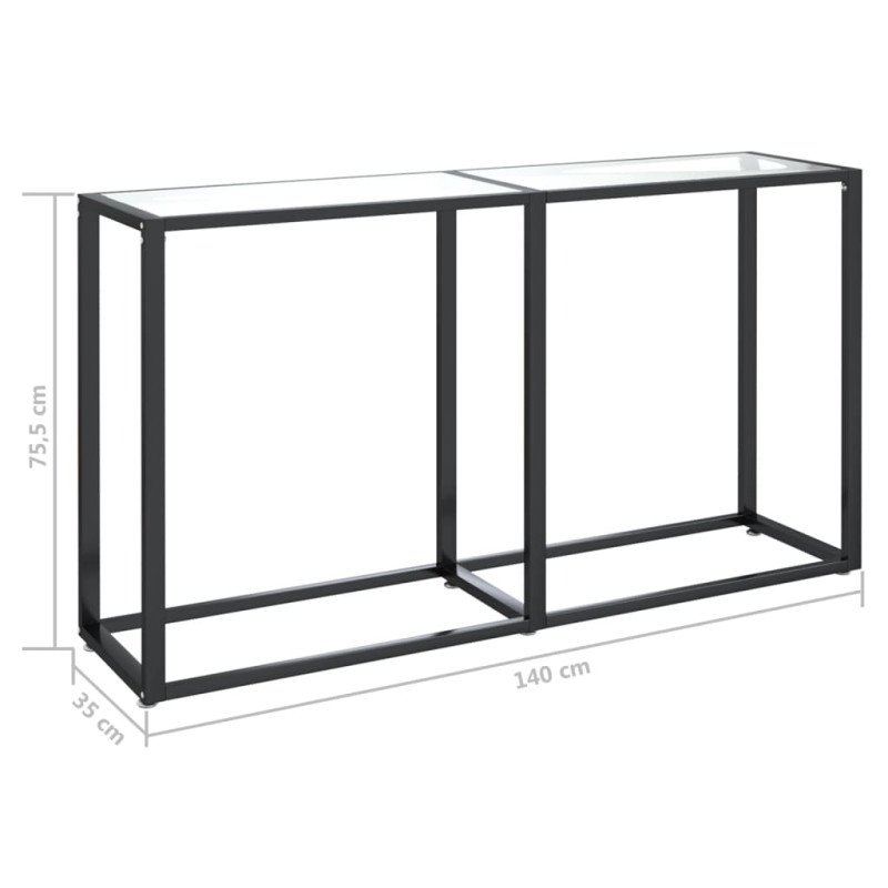 vidaXL Konzolový stolík priehľadný 140x35x75,5 cm tvrdené sklo