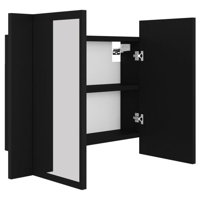 vidaXL LED kúpeľňová zrkadlová skrinka čierna 60x12x45 cm akryl
