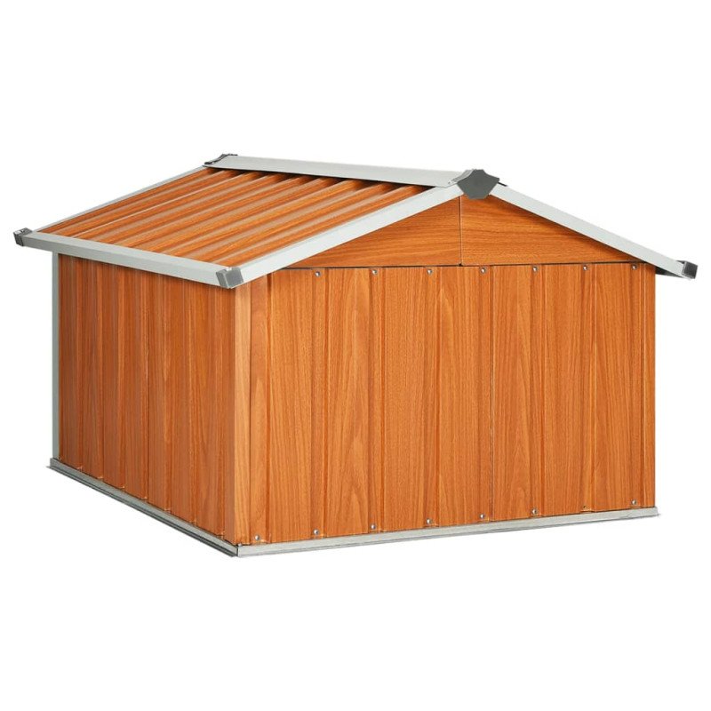 vidaXL Prístrešok na robotickú kosačku 92x97x63 cm oceľový hnedý
