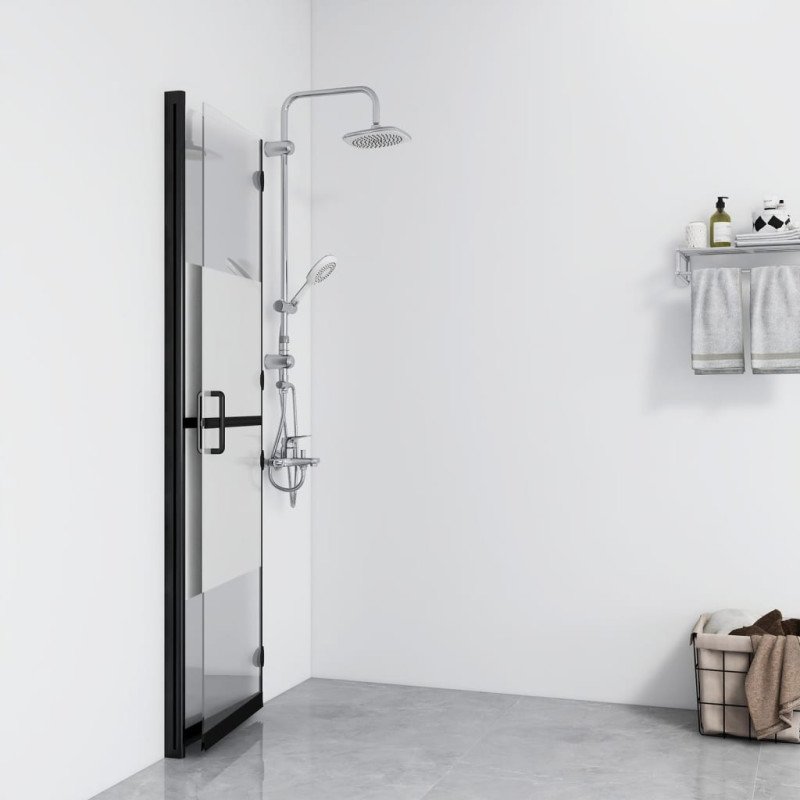 vidaXL Skladacia sprchová zástena polopriehľadné ESG sklo 100x190 cm