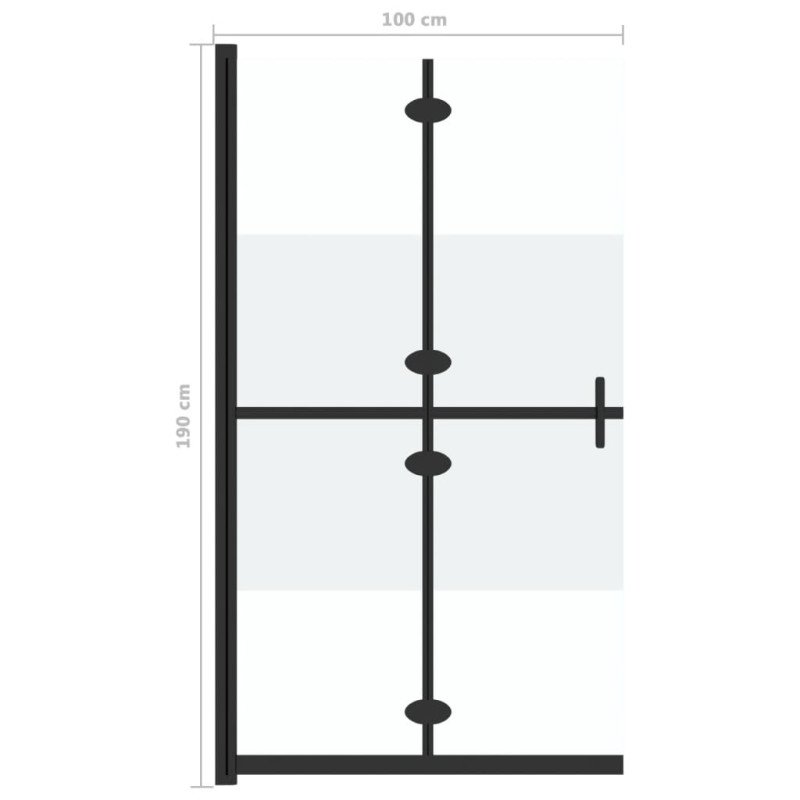 vidaXL Skladacia sprchová zástena polopriehľadné ESG sklo 100x190 cm