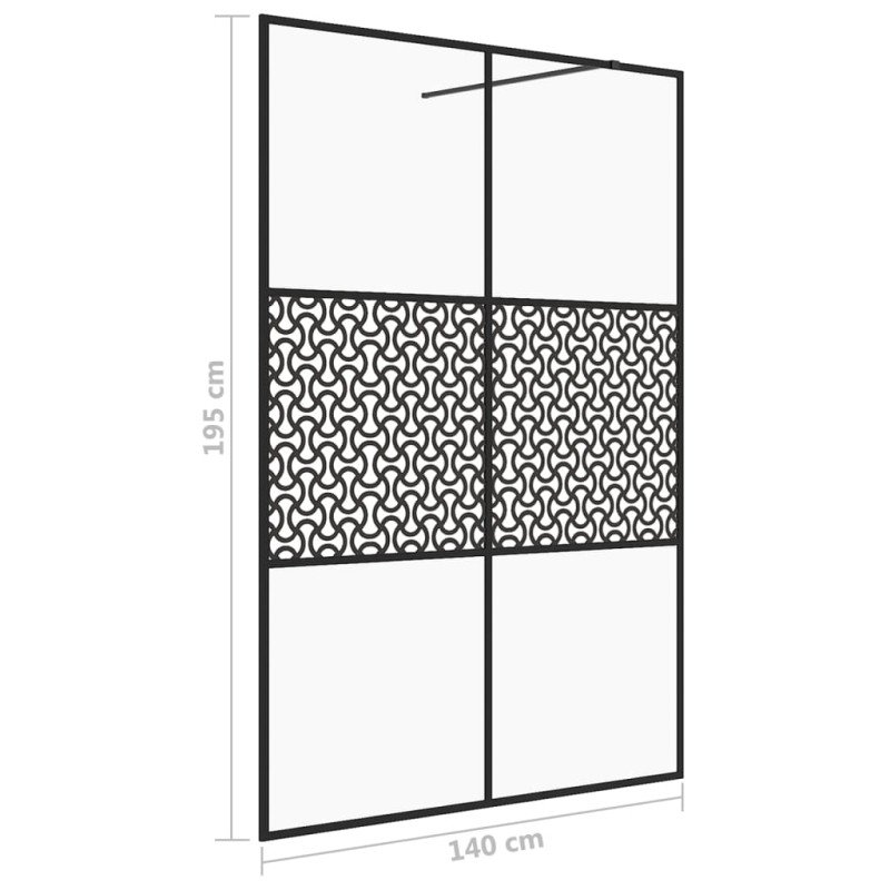 vidaXL Sprchová zástena z priehľadného ESG skla 140x195 cm čierna