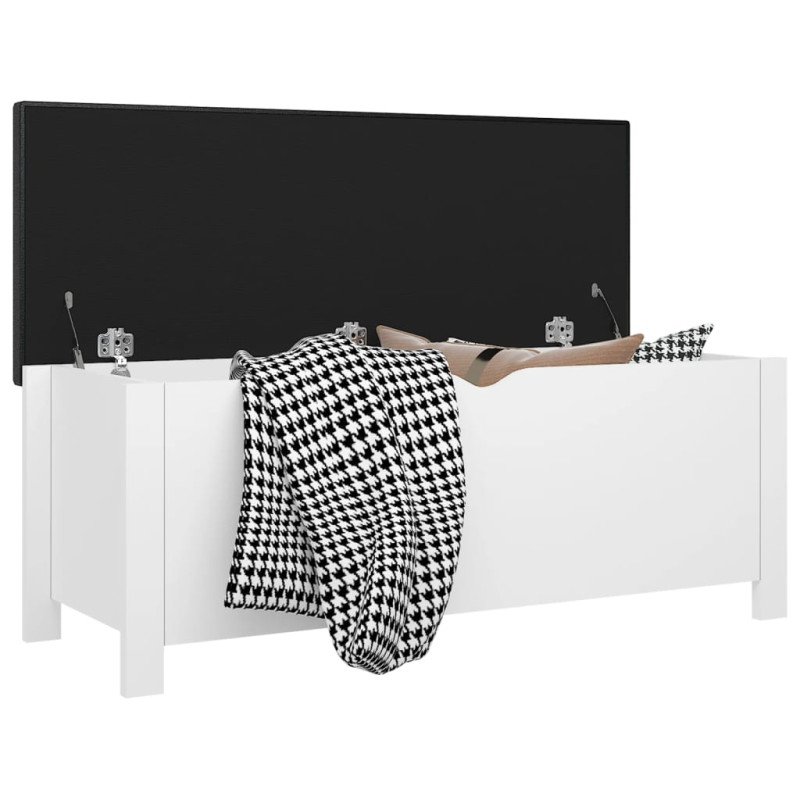 vidaXL Úložný box s vankúšom biely 105x40x45 cm drevotrieska 