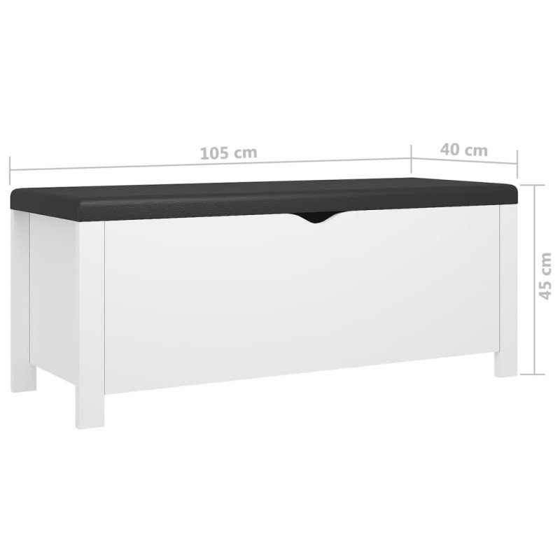 vidaXL Úložný box s vankúšom biely 105x40x45 cm drevotrieska 