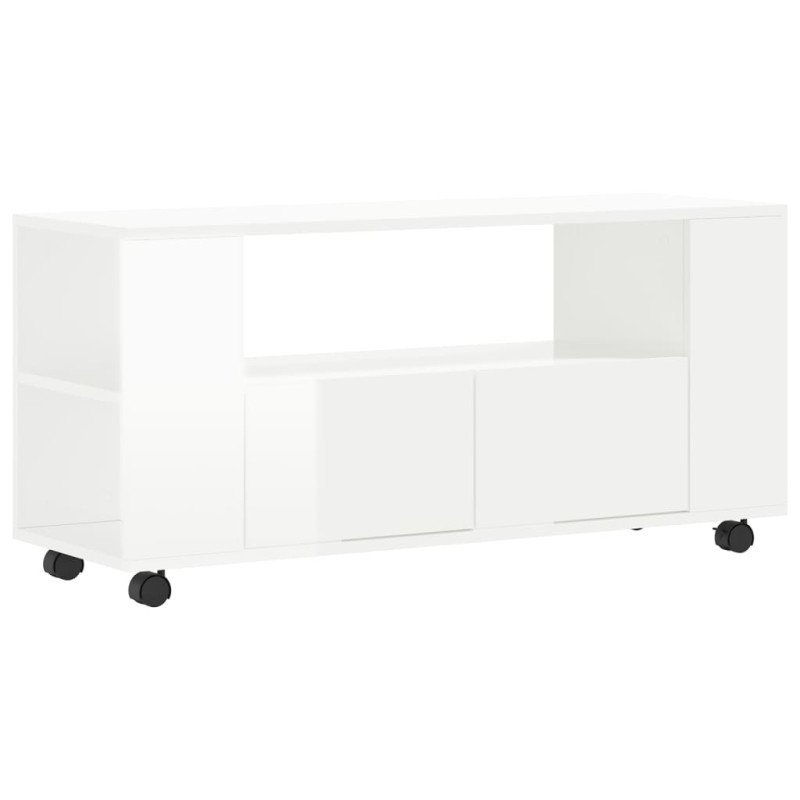 vidaXL TV skrinka lesklá biela 102x34,5x43 cm kompozitné drevo