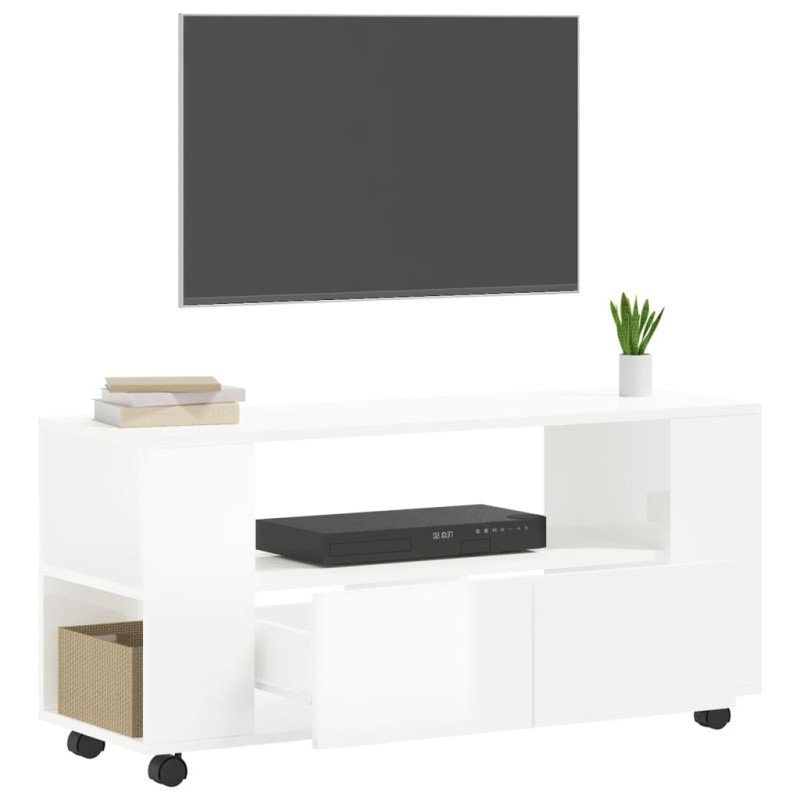 vidaXL TV skrinka lesklá biela 102x34,5x43 cm kompozitné drevo