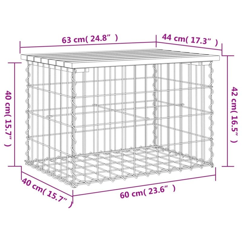 vidaXL Záhradná lavica gabiónový dizajn 63x44x42 cm masívny douglas