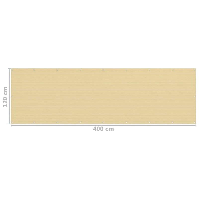 vidaXL Balkónová markíza béžová 120x400 cm HDPE