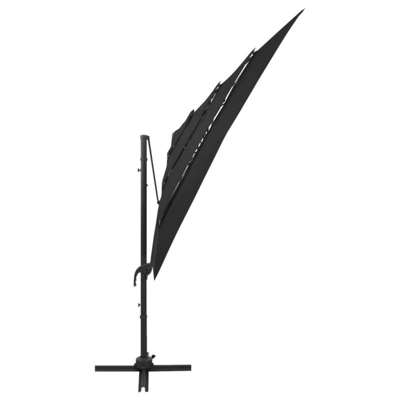 vidaXL 4-stupňový slnečník s hliníkovou tyčou čierny 250x250 cm
