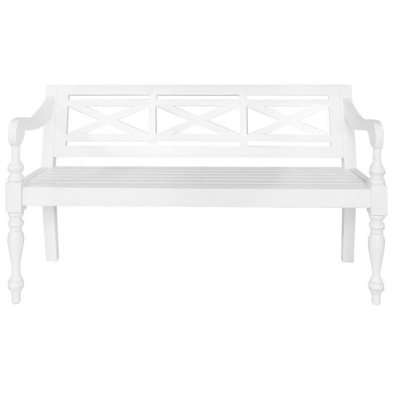 vidaXL Lavička Batavia 123 cm mahagónový masív biela