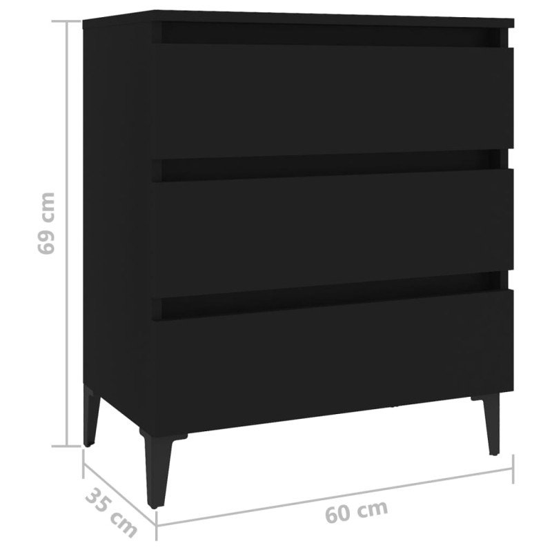 vidaXL Komoda, čierna 60x35x69 cm, kompozitné drevo