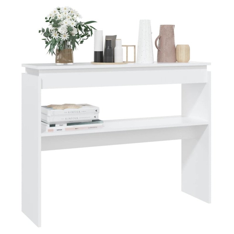 vidaXL Konzolový stolík biely 102x30x80 cm drevotrieska