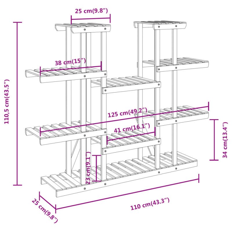 vidaXL Stojan na kvetiny 110x25x110,5 cm masívna jedľa