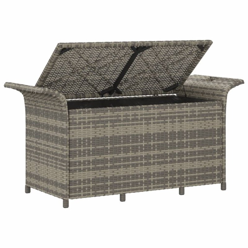 vidaXL Záhradná lavička s vankúšmi sivá 116x46x57 cm polyratan