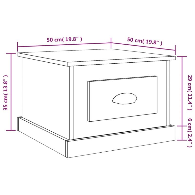 vidaXL Konferenčný stolík čierny 50x50x35 cm spracované drevo