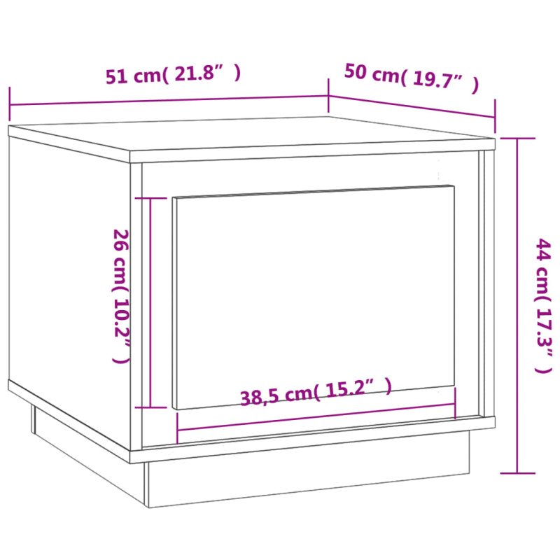 vidaXL Konferenčný stolík biely 51x50x44 cm spracované drevo