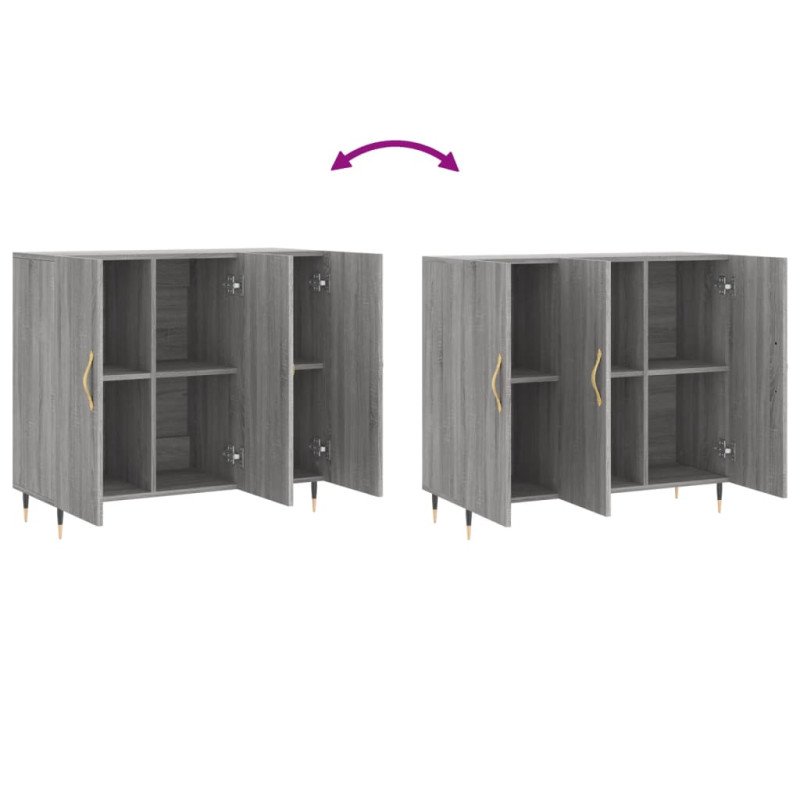 vidaXL Komoda sivý dub sonoma 90x34x80 cm kompozitné drevo