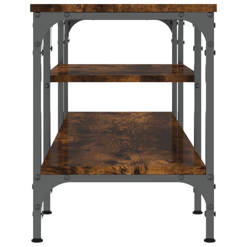 vidaXL TV skrinka dymový dub 121x35x45 cm kompozitné drevo a železo