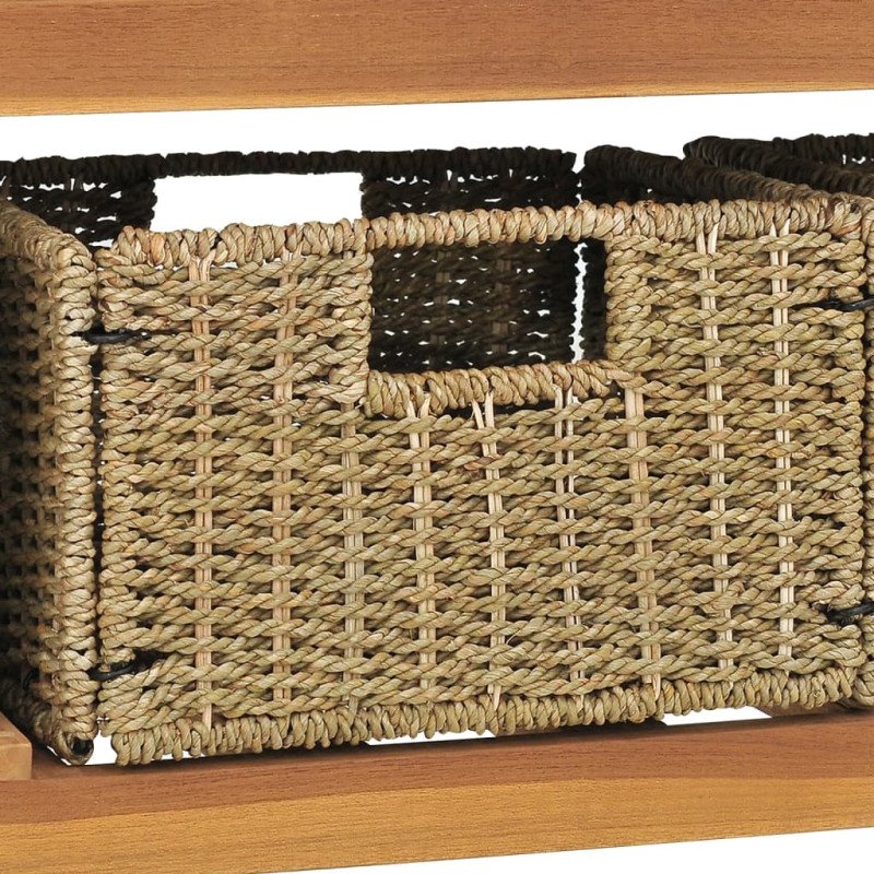 vidaXL Skrinka do kúpeľne s 3 košíkmi tíkový masív 132x45x75 cm