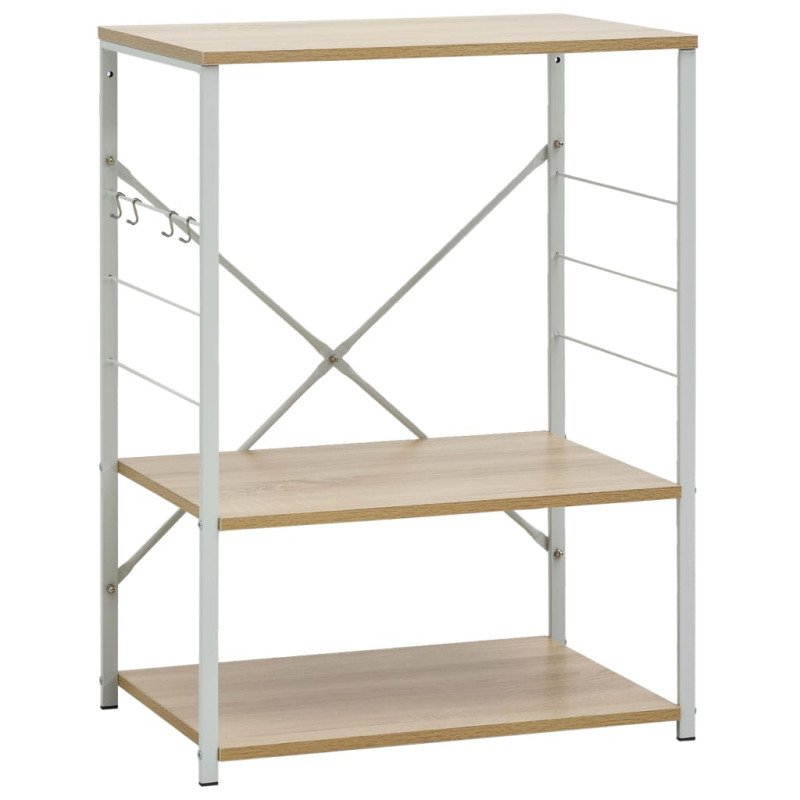 vidaXL Skrinka na mikrovlnku biela+dub 60x39,6x79,5cm kompozitné drevo