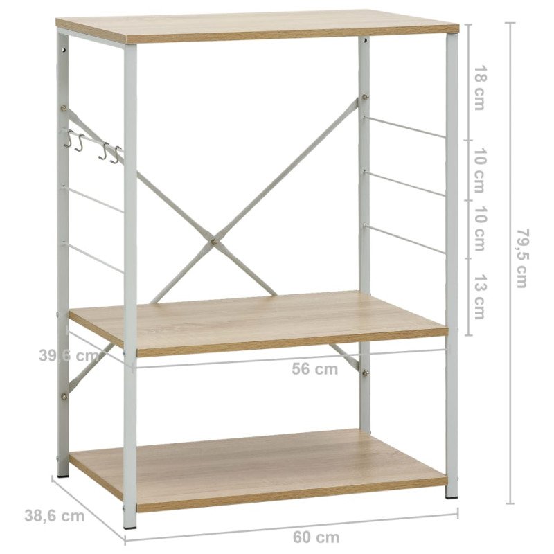 vidaXL Skrinka na mikrovlnku biela+dub 60x39,6x79,5cm kompozitné drevo