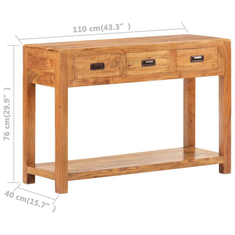  vidaXL Konzolový stolík 110x40x76 cm, akáciový masív s medovým náterom