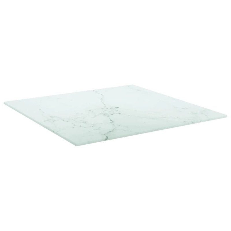 vidaXL Stolová doska, biela 50x50cm 6mm tvrdené sklo, mramorový dizajn