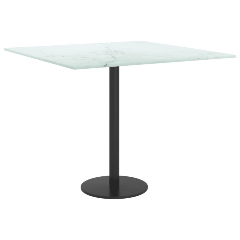 vidaXL Stolová doska, biela 50x50cm 6mm tvrdené sklo, mramorový dizajn