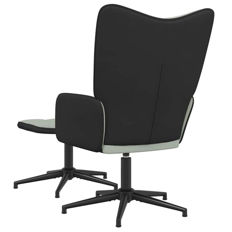 vidaXL Relaxačné kreslo s podnožkou bledosivé zamat a PVC